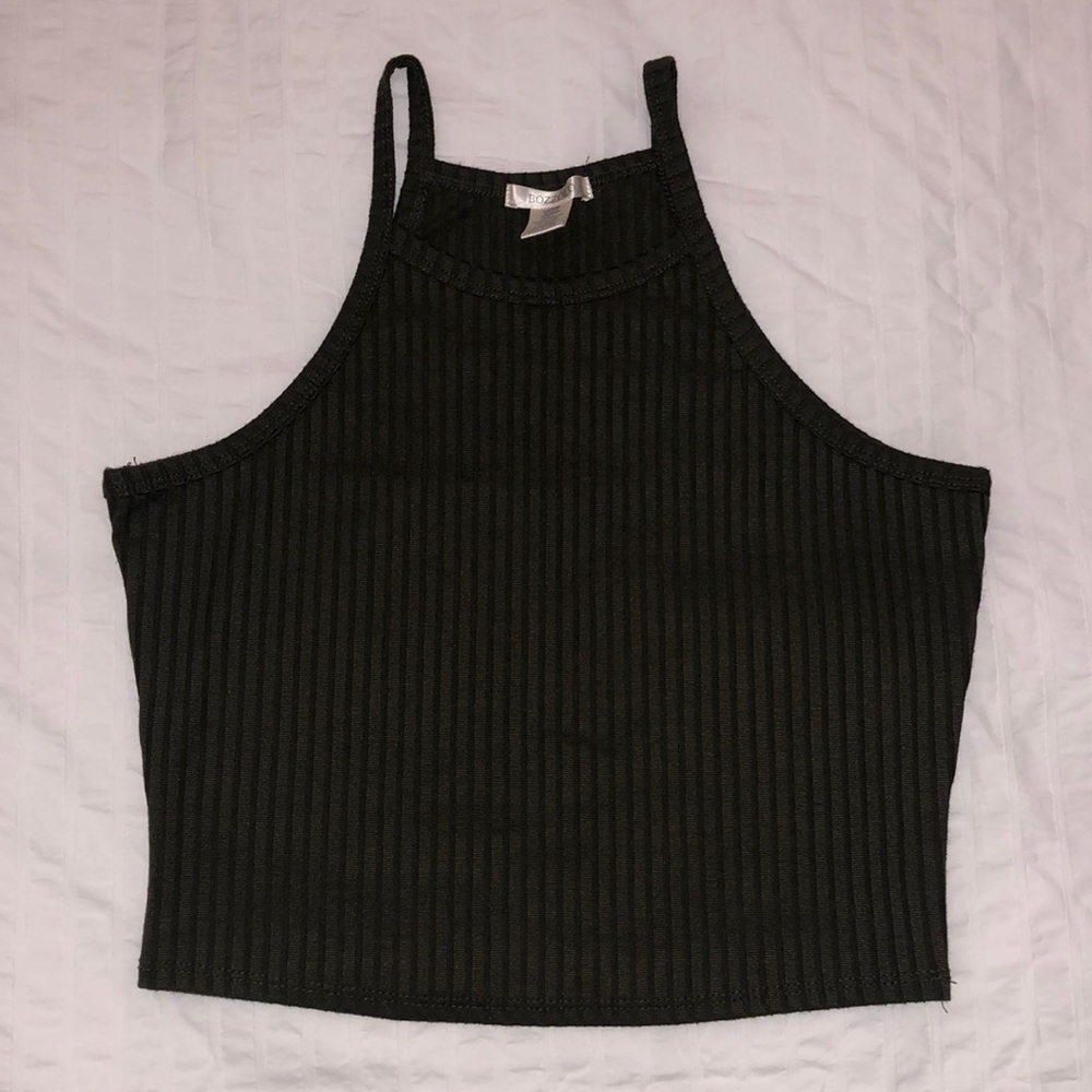 Cropped High Neck Tank Top